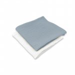 Set 2 museline Qmini Jeans si Cream, multifunctionale, bumbac dublu, 30x30 cm
