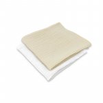 Set 2 museline Qmini Warm beige si Cream, multifunctionale, bumbac dublu, 30x30 cm