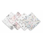 Set 4 mini prosopele Sensillo Spit Up Pink 35x35 cm din muselina,tesatura din bumbac delicat