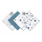 Set 4 mini prosopele Sensillo Spit Up Blue 35x35 cm din muselina,tesatura din bumbac delicat