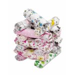 Set 5 scutece tetra Sensillo Girl 70x80 cm,din bumbac ecologic cu imprimeu colorat,absorbante si moi