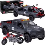 Set auto de remorcare pentru copii, camioneta de salvare cu motocicleta, usi mobile, efecte sonore si luminoase