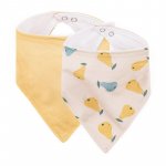 Set bavete bandana Petite&Mars Luke Bej/Ocru, 2 bucati, bumbac natural, reglabila cu capse, 3 luni+