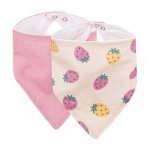 Set bavete bandana Petite&Mars Luke Bej/Roz, 2 bucati, bumbac natural, reglabila cu capse, 3 luni+