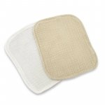 Set de 2 lavete Qmini Beige Cream si Warm Beige pentru ingrijirea corpului bebelusului, din bambus si muselina