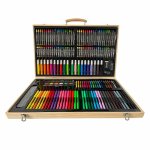 Set de desen si pictura in servieta din lemn 180 piese