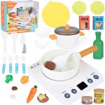 Set de gatit pentru copii, plita interactiva cu inductie 19.5 x 16.5 x 3.5 cm, si accesorii de gatit incluse
