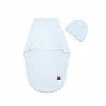 Sistem de infasare si caciulita MimiNu Soft Blue, 0-3 luni, Leo, din bumbac
