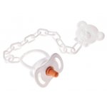 Suzeta pentru papusi Doris Alb cu lantisor si clips