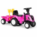 Tractor fara pedale New Holland cu remorca pentru copii 658T Roz