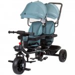 Tricicleta pentru gemeni Chipolino Hip Hop Aloe cu sezut rotativ 360 grade, suporturi pentru picioare, bara de protectie, cosulete