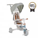 Tricicleta pentru copii Byox Compacto Blue 4in1 ultrapliabila,suport de picioare,control al directiei,scaun reversibil cu rotire 360 grade,spatar reglabil,copertina XXL,pernuta moale pe scaun si spatar