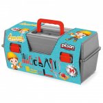 Trusa de unelte cu 34 piese Pilsan Tool Box cu suruburi, piulite, surubelnite, chei mecanice, patent, ciocan, bormasina, dimensiuni cutie 33 x 15 x 16 cm