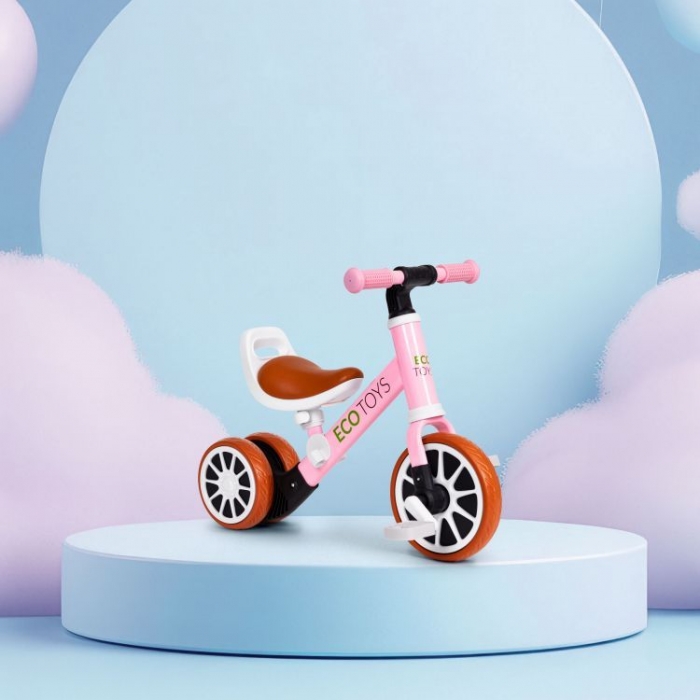 Bicicleta 2 in 1 cu pedale detasabile 2 ani+ Ecotoys Roz greutate admisa 30 kg - 8