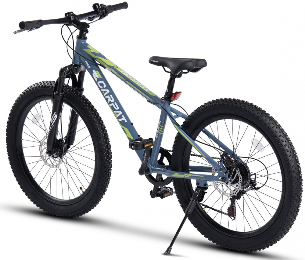 Bicicleta pentru copii Ecarpat Ride S24109C AlbastruVerde, 24 inch, echipare Shimano, anvelope late, furca cu suspensie, frane disc, 7 viteze - 1