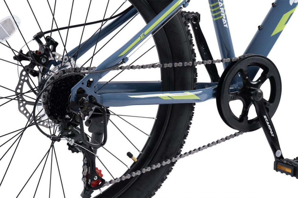 Bicicleta pentru copii Ecarpat Ride S24109C AlbastruVerde, 24 inch, echipare Shimano, anvelope late, furca cu suspensie, frane disc, 7 viteze - 5