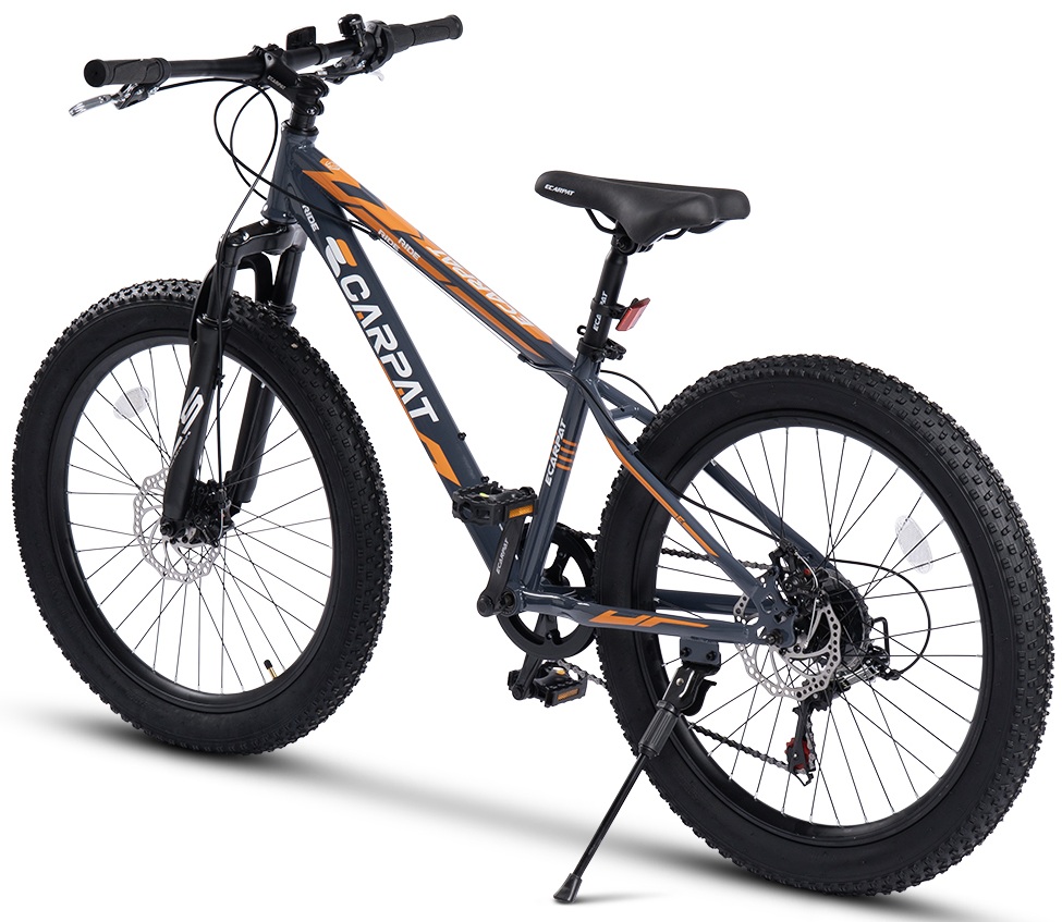 Bicicleta pentru copii Ecarpat Ride S24109C Gri, 24 inch, echipare Shimano, anvelope late, furca cu suspensie, frane disc, 7 viteze - 1