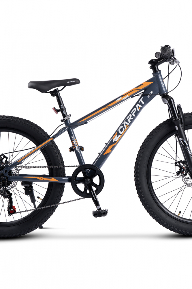 Bicicleta pentru copii Ecarpat Ride S24109C Gri, 24 inch, echipare Shimano, anvelope late, furca cu suspensie, frane disc, 7 viteze - 4