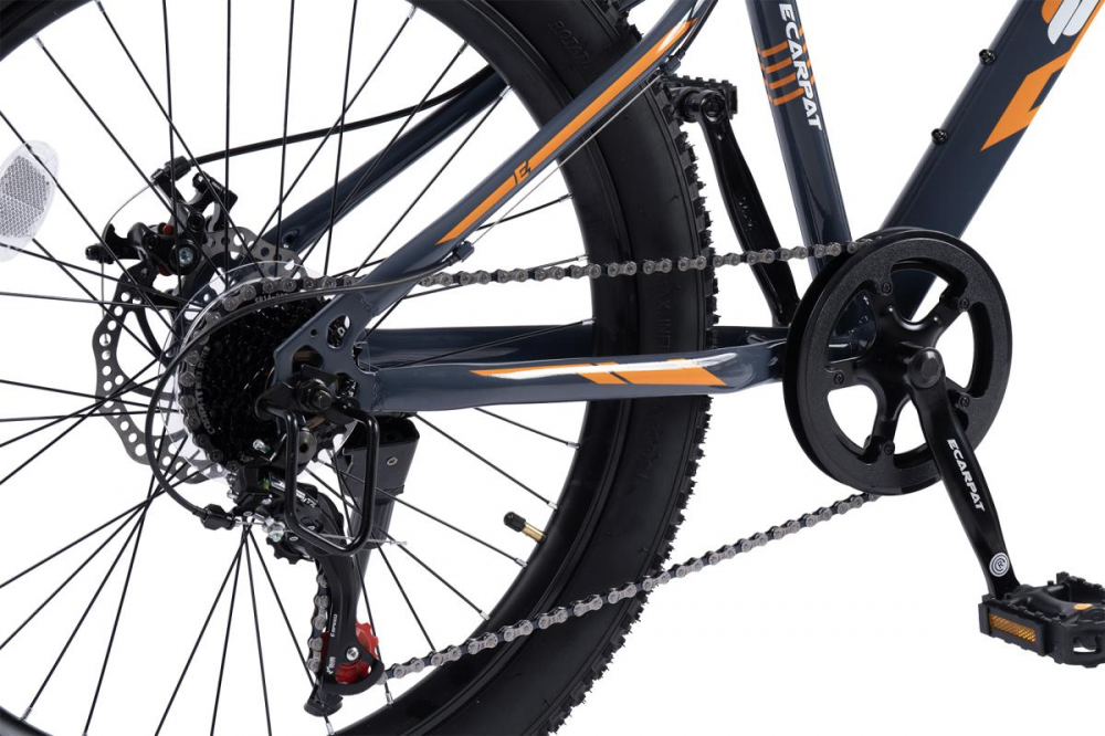 Bicicleta pentru copii Ecarpat Ride S24109C Gri, 24 inch, echipare Shimano, anvelope late, furca cu suspensie, frane disc, 7 viteze - 5