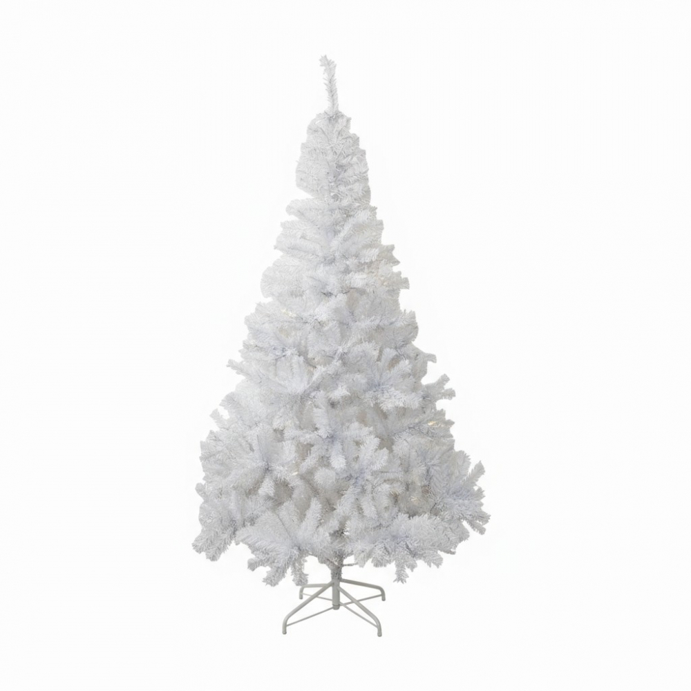 Brad alb artificial iluminat, 195 cm, 360 led-uri alb cald, 936 ramuri dense, suport metalic - 3