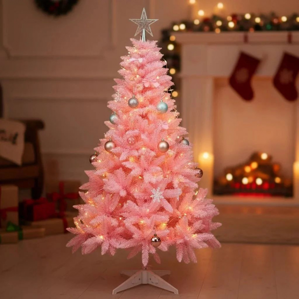 Brad artificial deluxe roz 220 cm, diametru 138 cm, 14 niveluri, 89 ramuri, 536 ace, aspect luxuriant - 3