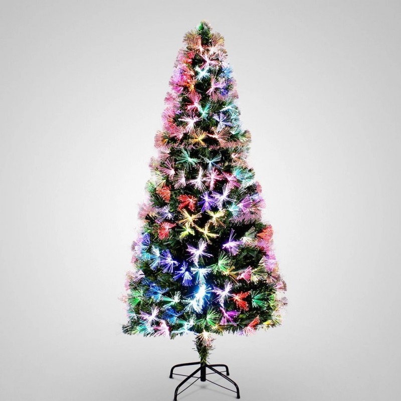 Brad artificial, fibra optica multicolora, inaltime 180 cm, suport metalic - 4
