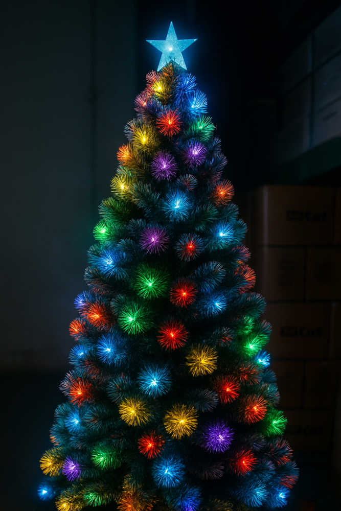 Brad artificial iluminat led si fibra optica multicolor, inaltime 180 cm - 5