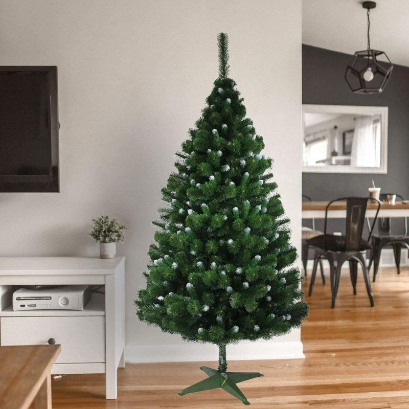 Brad artificial pin canadian, 180 cm, diametru 118 cm, 89 ramuri, 455 ace, varfuri ninse, verde - 2