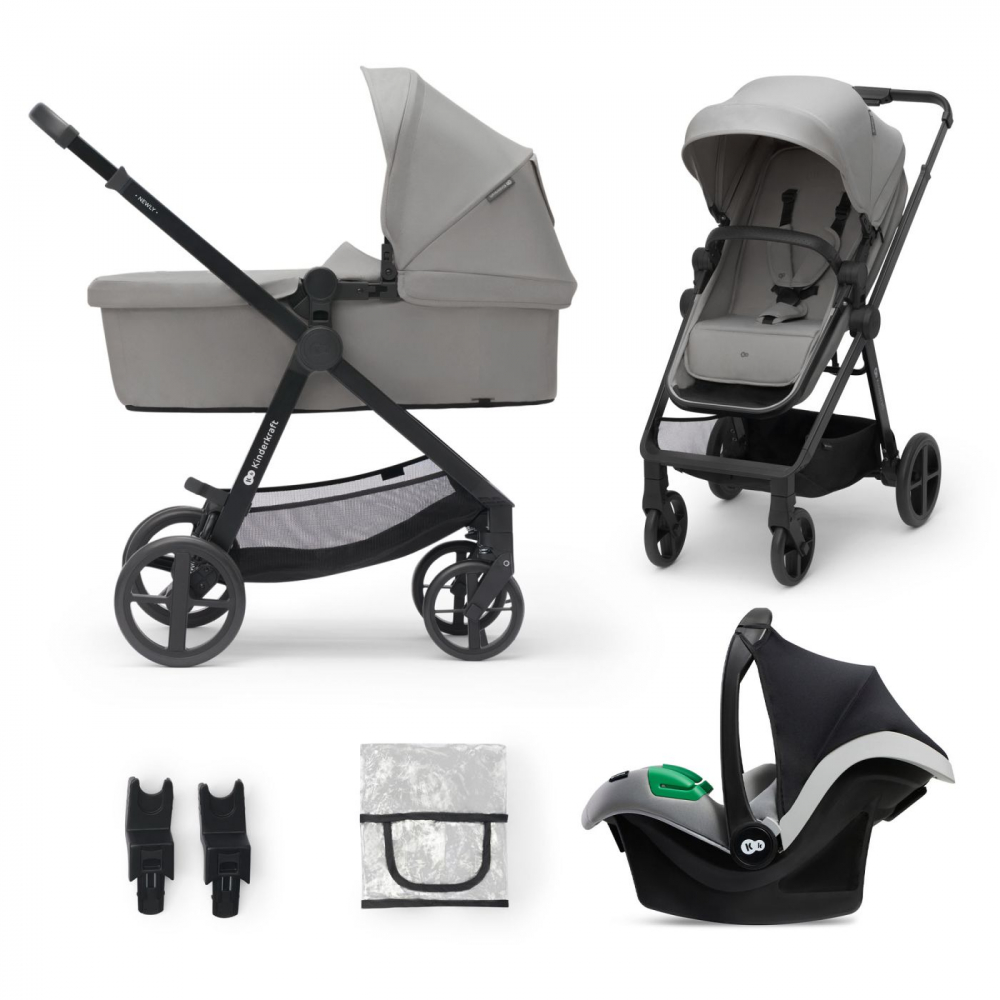 Carucior pentru copii Kinderkraft Newly Light Grey, 3 in 1, transformabil, cadru din aluminiu, spatar reglabil, maner ajustabil - 11