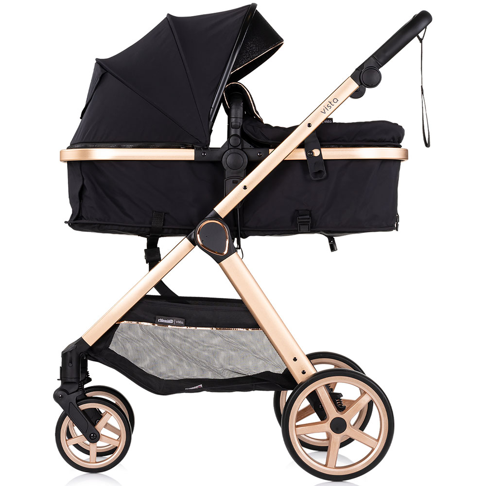 Carucior 2 in 1 pentru copii Chipolino Vista Blackberry, transformabil, cadru din aluminiu, sezut reversibil, maner reglabil, suspensii, husa de picioare, geanta, greutate suportata 22 kg - 4