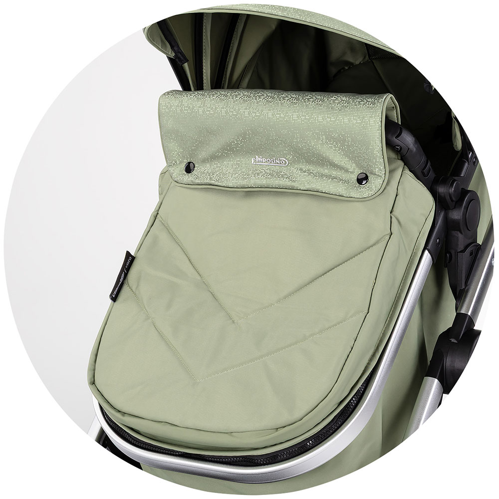 Carucior 3 in 1 pentru copii Chipolino Vista Basil, transformabil, cadru din aluminiu, sezut reversibil, maner reglabil, suspensii, husa de picioare, geanta, greutate suportata 22 kg - 6