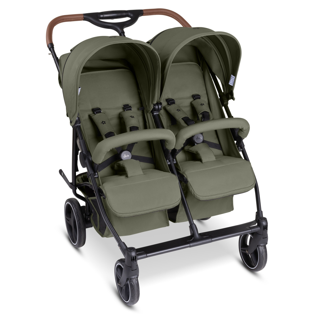 Carucior pentru gemeni Circle D Two Verde reglabil, cu suspensii si husa detasabila - 2