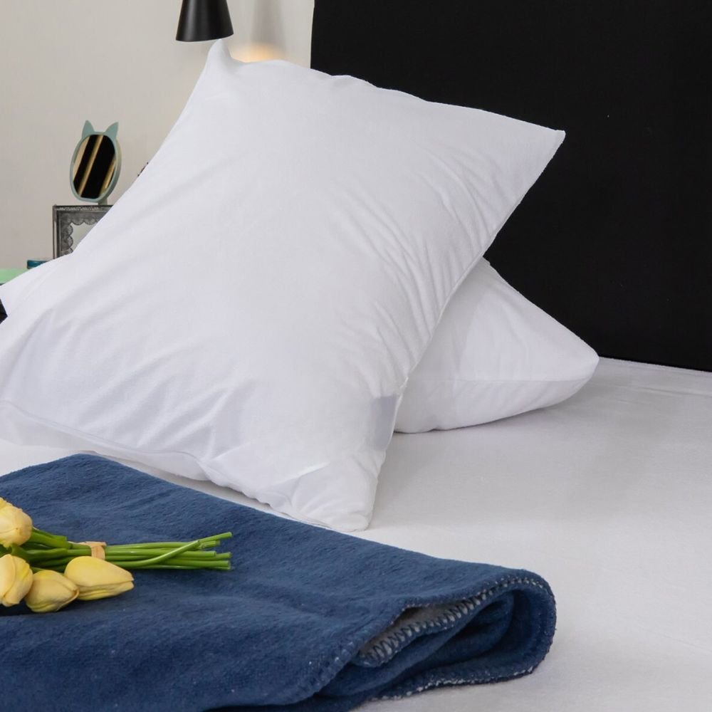 Fata de perna impermeabila cu fermoar Homibon Alb 50x70 cm, lavabila la masina, bumbac cu membrana TPU - 2