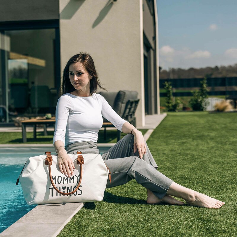 Geanta mamici FreeON Mommy things Beige, spatioasa si practica, cu multiple buzunare, include si 2 genti mai mici - 4