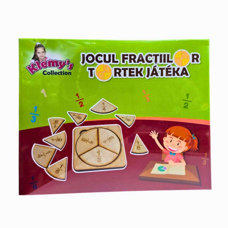 Joc educativ de matematica Klemys Sa invatam fractiile! din lemn