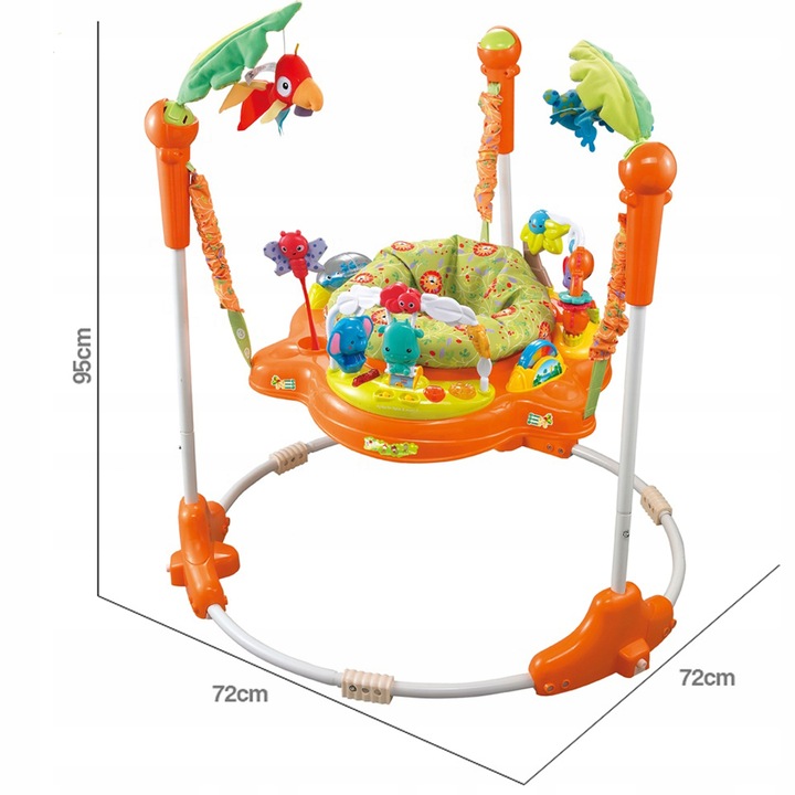 Jumper interactiv pentru copii Matadi Orange, cu lumini si sunete, sezut rotativ 360, inaltime ajustabila, dimensiune 95 x 72 x 72 cm - 2