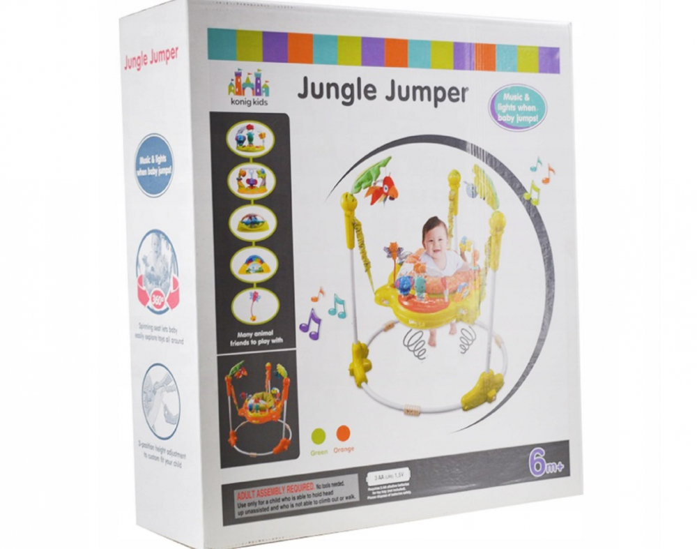 Jumper interactiv pentru copii Matadi Green, cu lumini si sunete, sezut rotativ 360, inaltime ajustabila, dimensiune 95 x 72 x 72 cm - 3