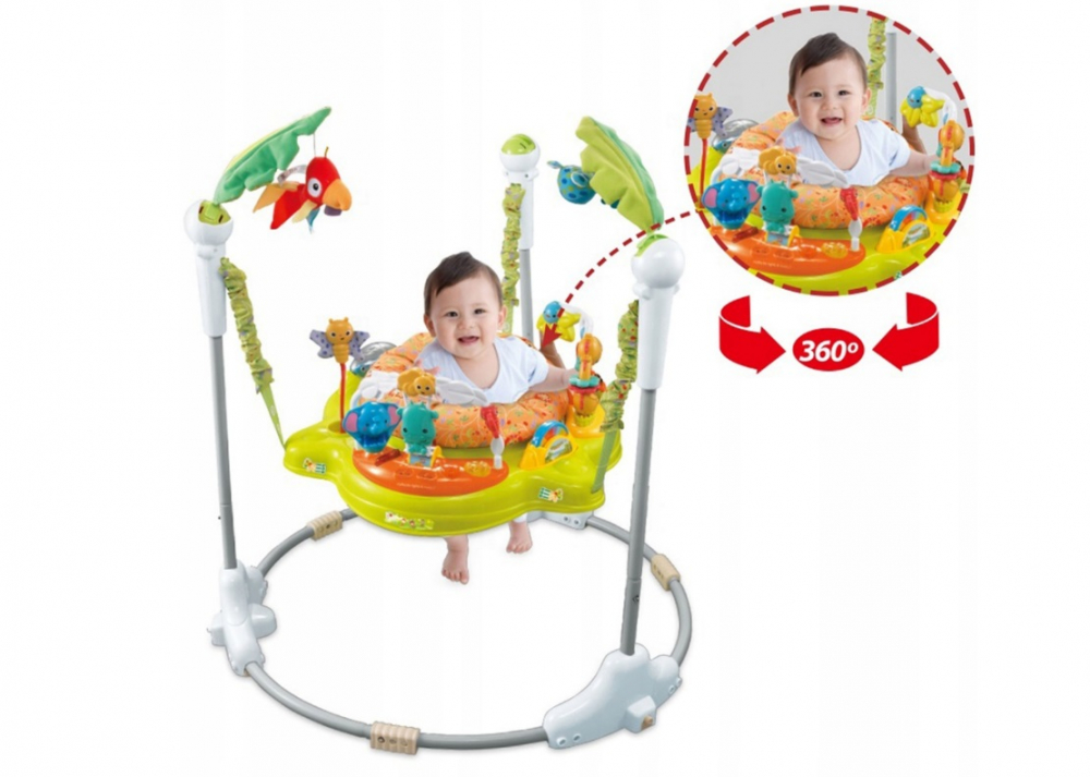 Jumper interactiv pentru copii Matadi Green, cu lumini si sunete, sezut rotativ 360, inaltime ajustabila, dimensiune 95 x 72 x 72 cm - 5