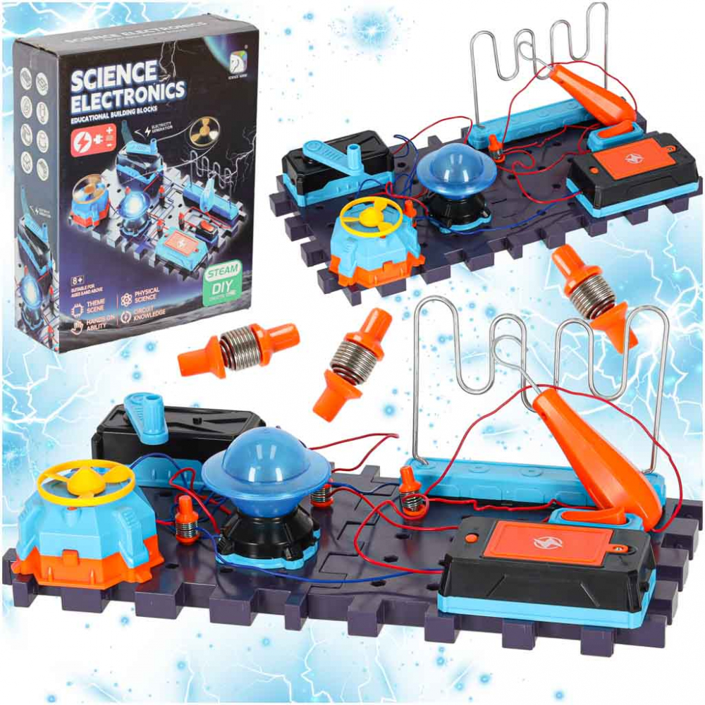 Kit educational electronic tip stem pentru copii, cu lumini led, dimensiune placa 30.5 x 16 x 1.2 cm