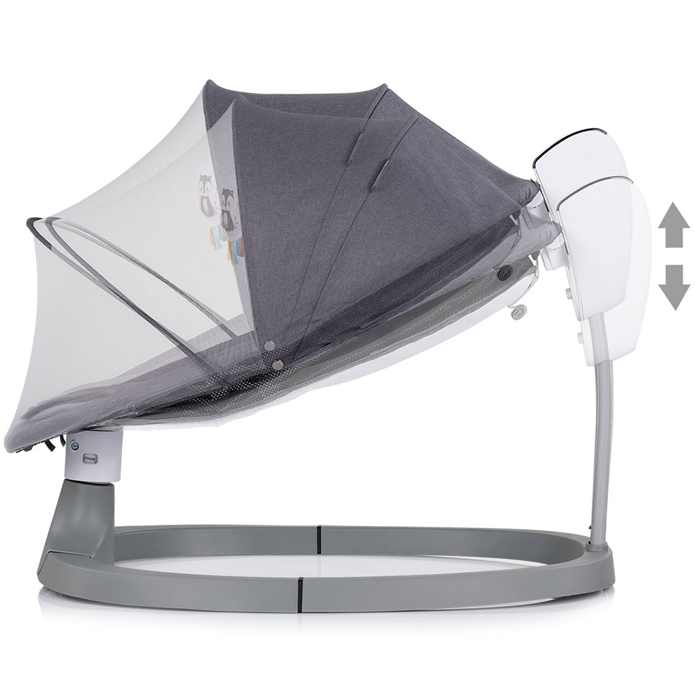 Leagan electric pentru copii Chipolino Lambada Anthracite cu telecomanda, functie de scaun, sezut reglabil, plasa anti-insecte - 1