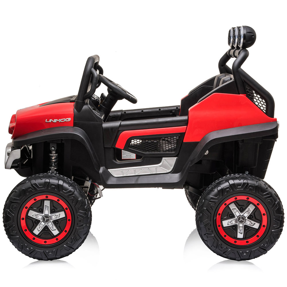 Masinuta electrica pentru copii Chipolino OffRoad Mercedes Unimog Red cu scaun din piele, roti EVA cu suspensie, deschidere usi, greutate admisa 30 kg - 1