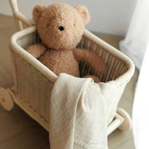 Muselina multifunctionala din bumbac organic 120x120 cm Onino Hug.me Creamy vanilla - 2