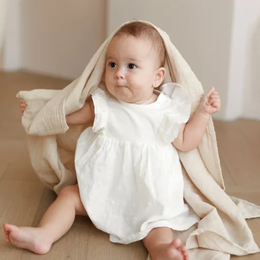 Muselina multifunctionala din bumbac organic 120x120 cm Onino Hug.me Creamy vanilla - 3