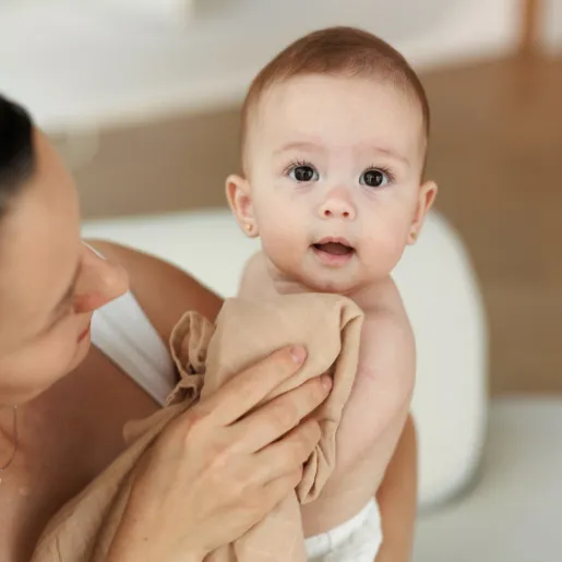 Muselina multifunctionala din bumbac organic 120x120 cm Onino Hug.me Oatmeal beige - 1