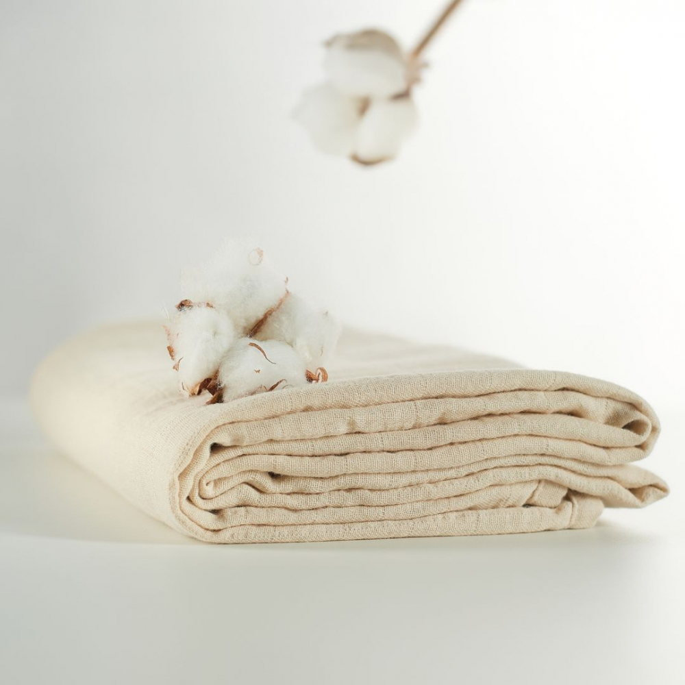 Muselina multifunctionala din bumbac organic 120x120 cm Onino Hug.me Creamy vanilla - 4