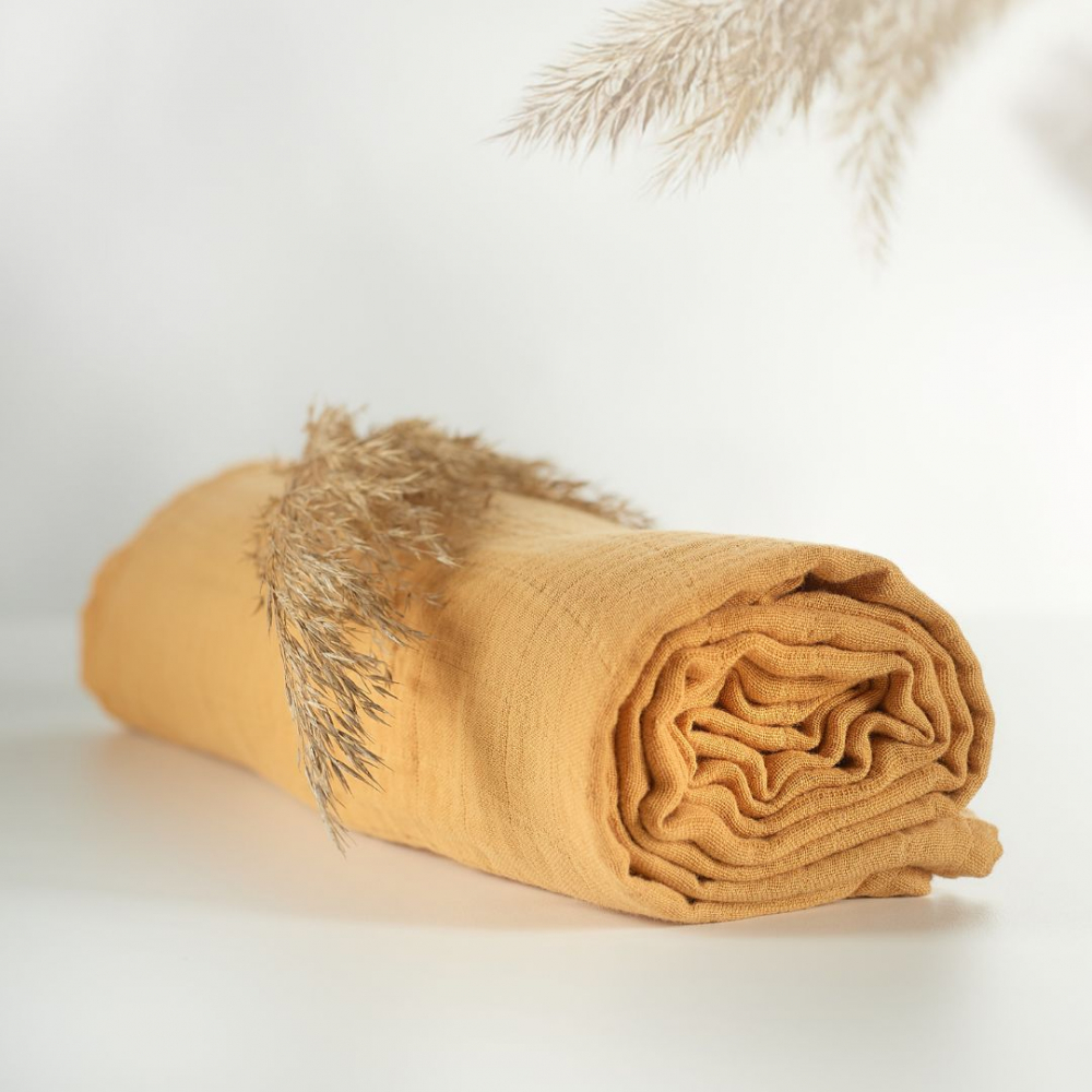 Muselina multifunctionala din bumbac organic 120x120 cm Onino Hug.me Honey Gold - 6