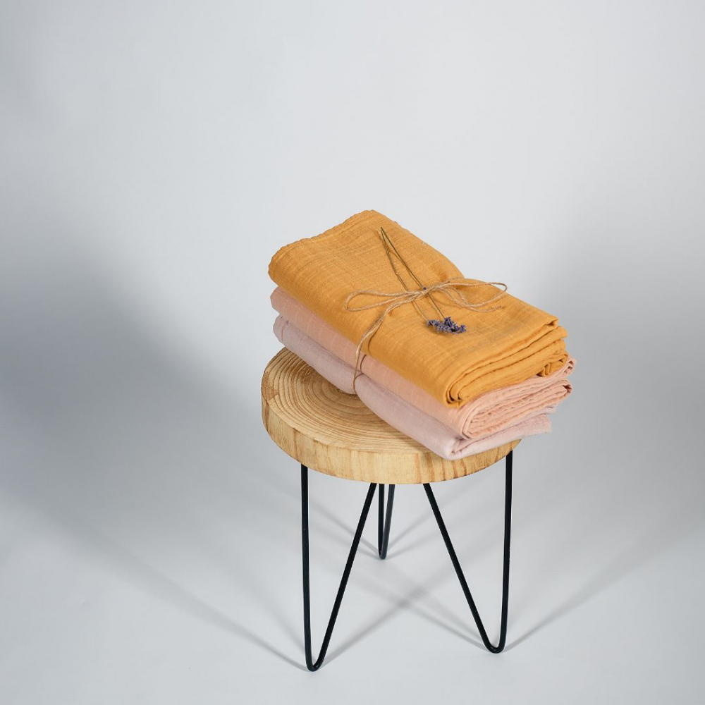 Muselina multifunctionala din bumbac organic 120x120 cm Onino Hug.me Honey Gold - 7