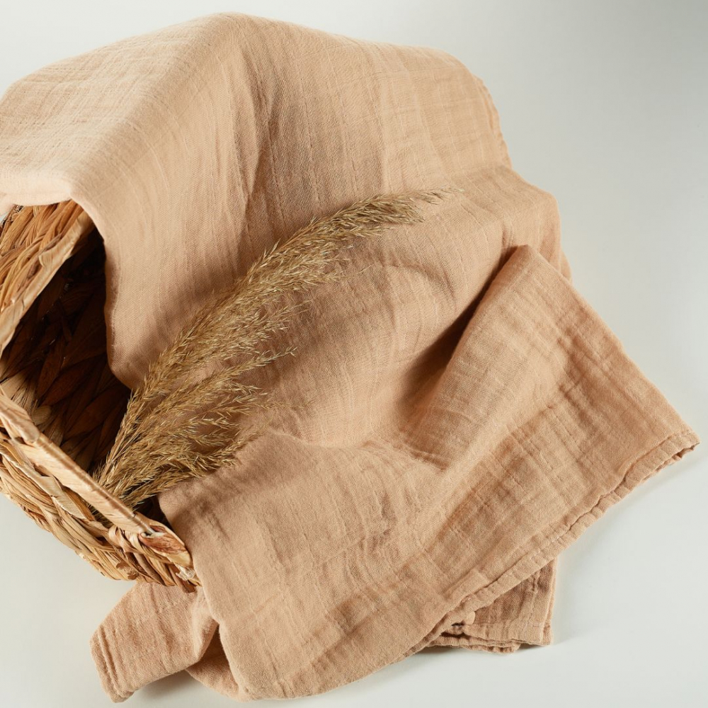 Muselina multifunctionala din bumbac organic 120x120 cm Onino Hug.me Oatmeal beige - 4