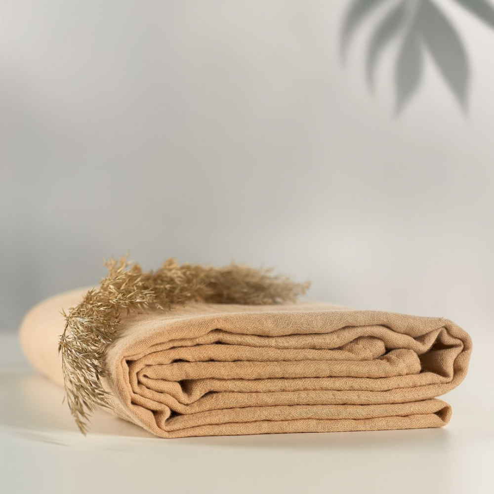 Muselina multifunctionala din bumbac organic 120x120 cm Onino Hug.me Oatmeal beige - 6