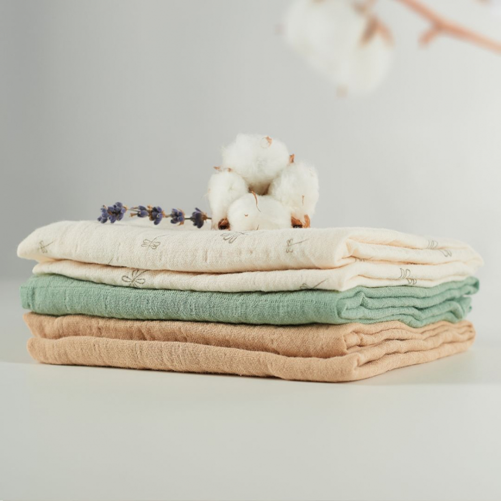 Set 3 museline multifunctionale din bumbac organic 60x60 cm Onino Hug.me Pure nature - 3